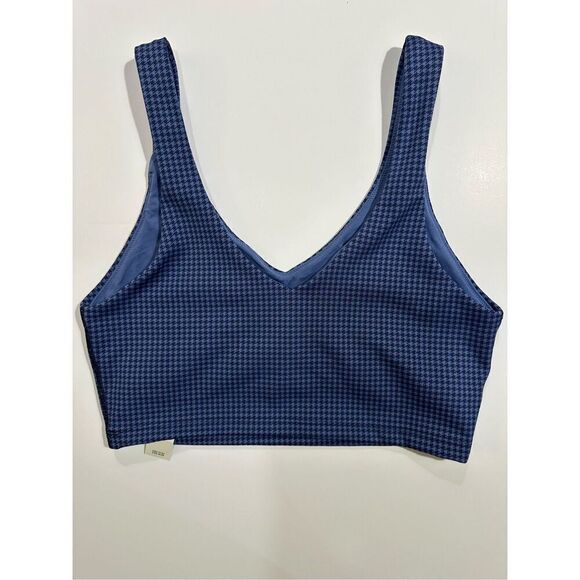 Size M Offline by Aerie Recharge Least Support Sports Bra in Blue Houndstooth - Picture 4 of 12